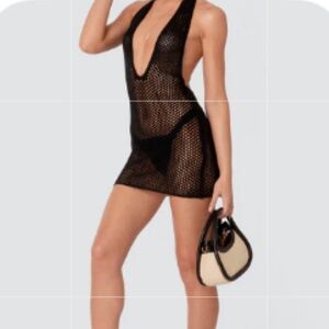 Edikted Black Mesh Swim Cover Up